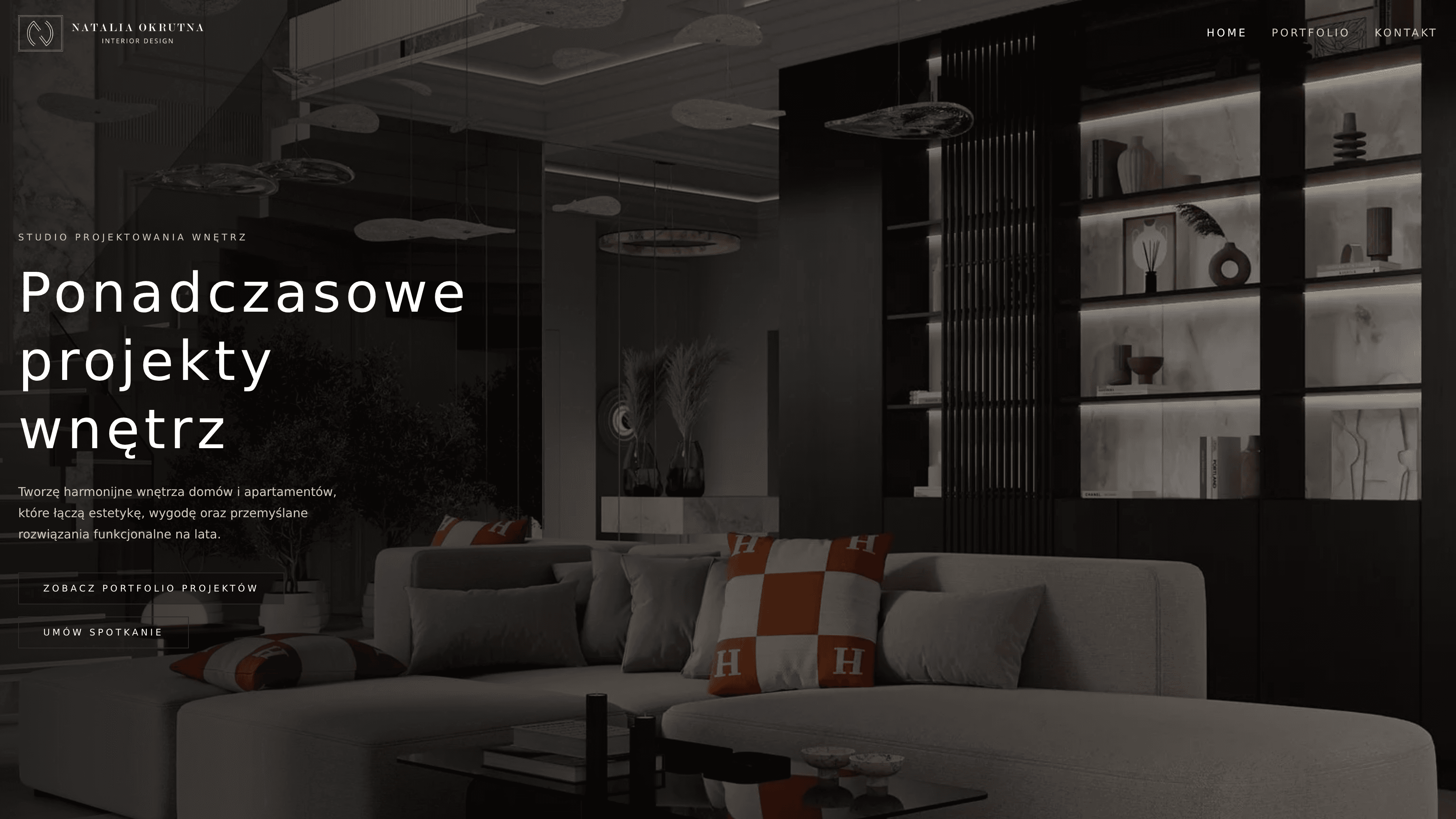 Screenshot okrutnainteriors.pl — home hero